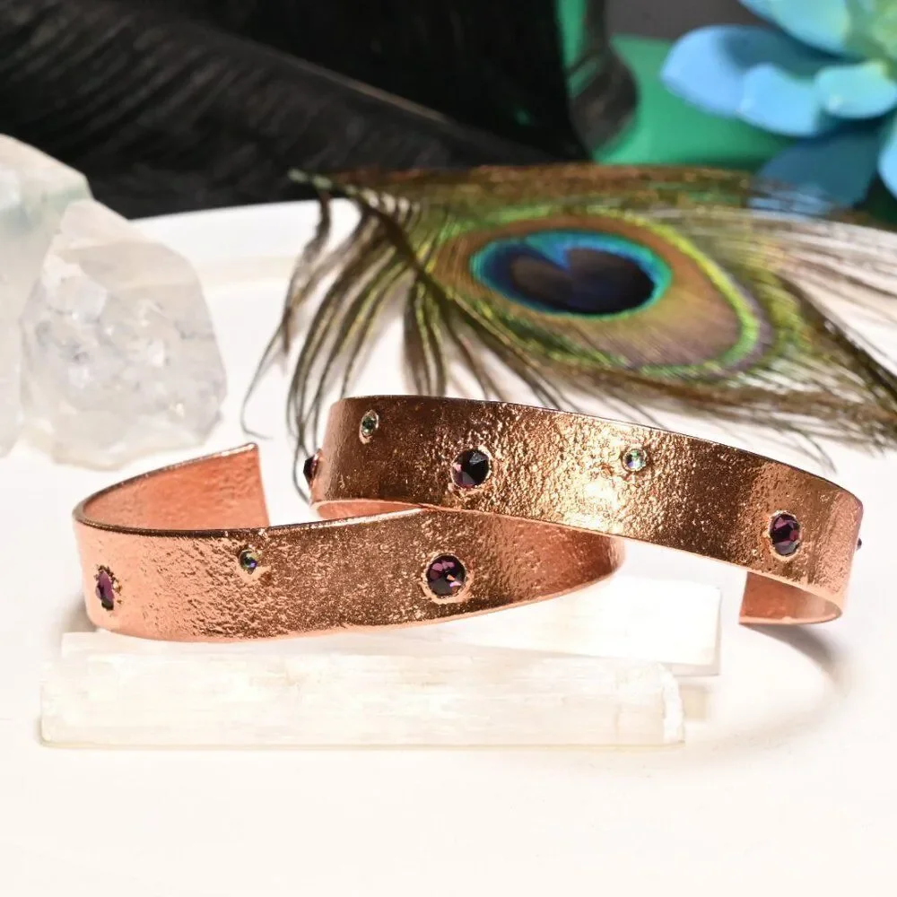 Purple Swarovski Crystal Copper Cuff Bracelet